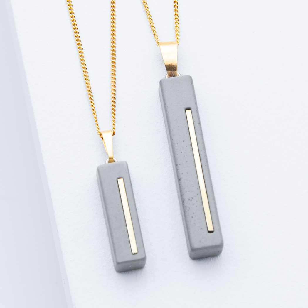 Betonschmuck von Studio 4L. Kette C3 und Kette Juliane C3 Gold.