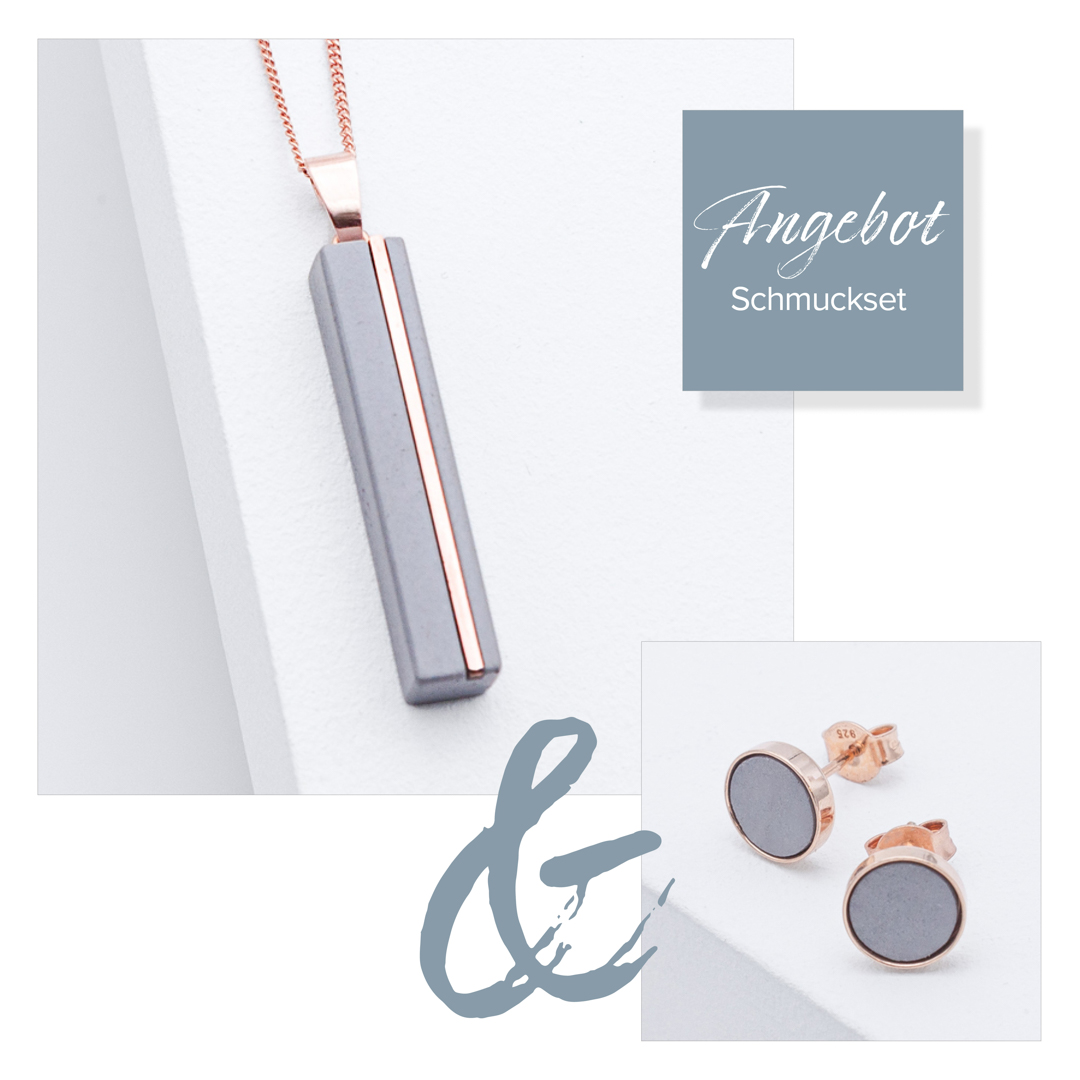 Betonschmuck C1 Rosé im Set aus der Studio 4L Betonmanufaktur