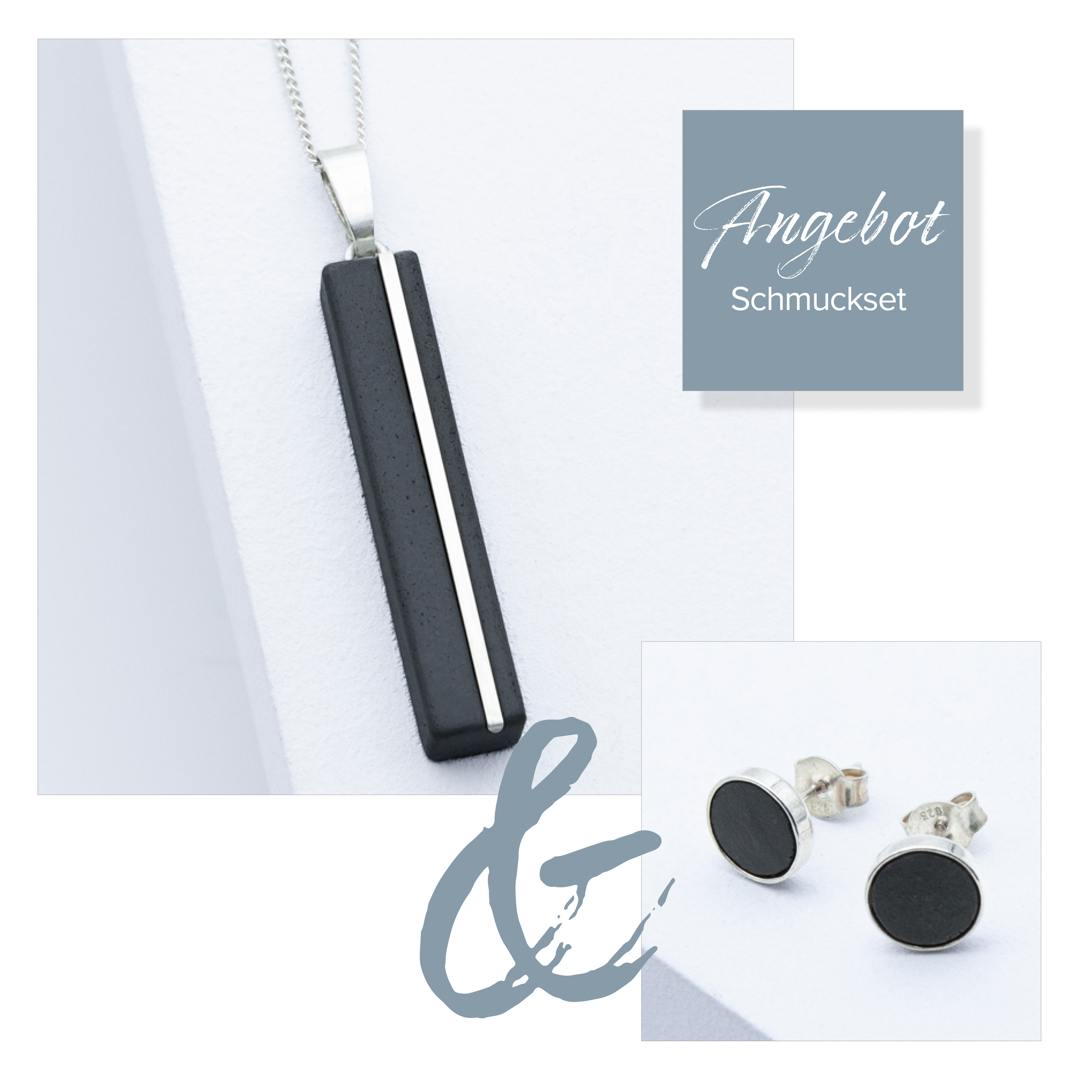 Betonschmuck C1R20 Silber im Set aus der Studio 4L Betonmanufaktur