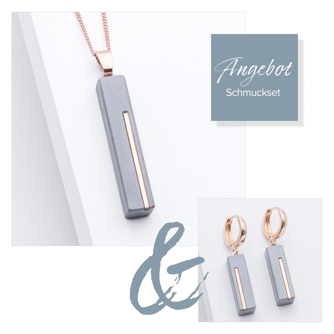 Betonschmuck C2 Rosé im Set mit unseren Creolen Juliane C2 aus der Studio 4L Betonmanufaktur