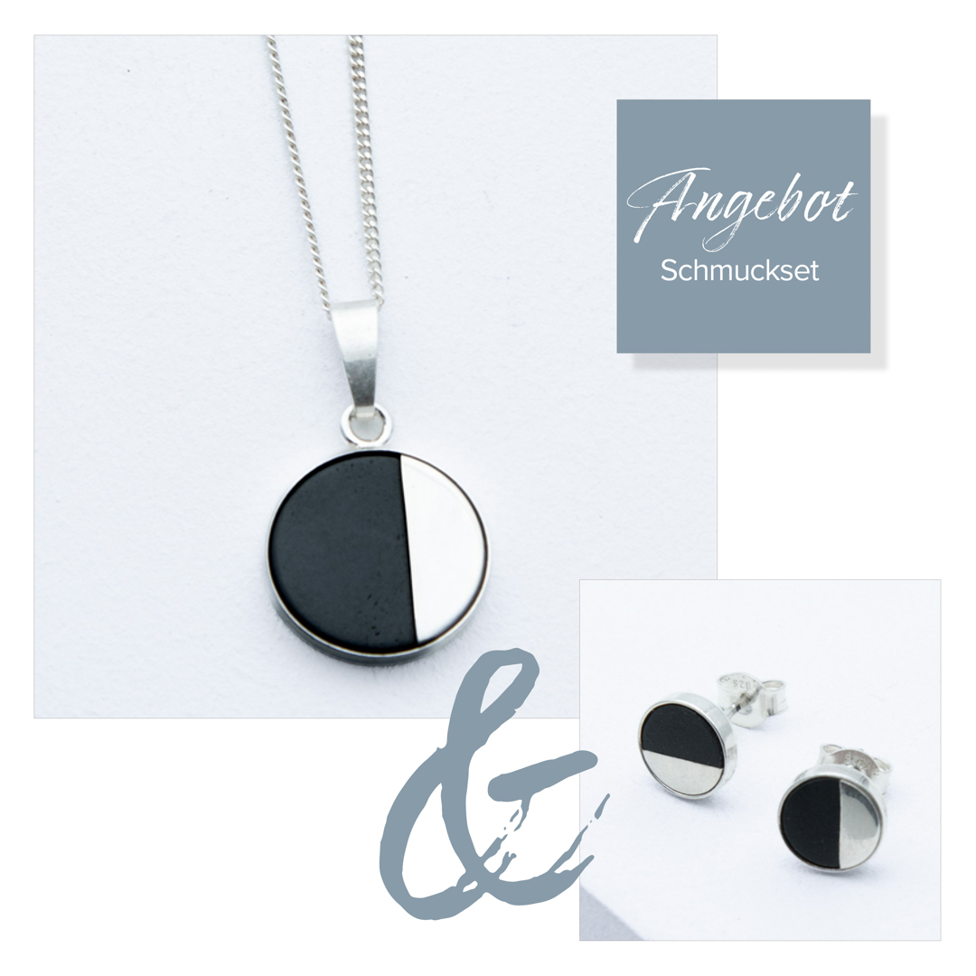 Betonschmuck Kette R01 und Ohrringen R21 Silber im Set aus der Studio 4L Betonmanufaktur