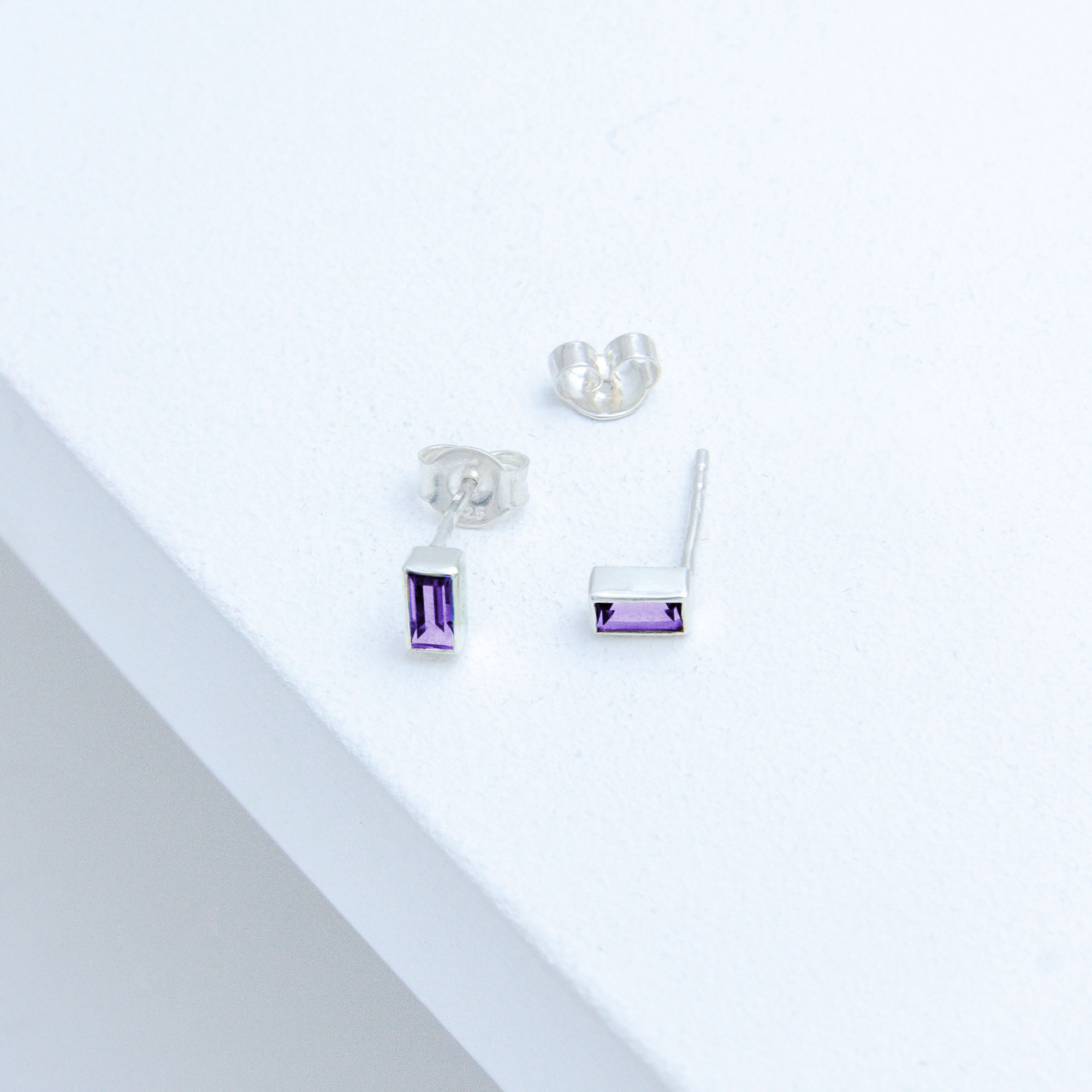 Alternative view of Ohrring Sparkle Silber | Edelstein Baguette