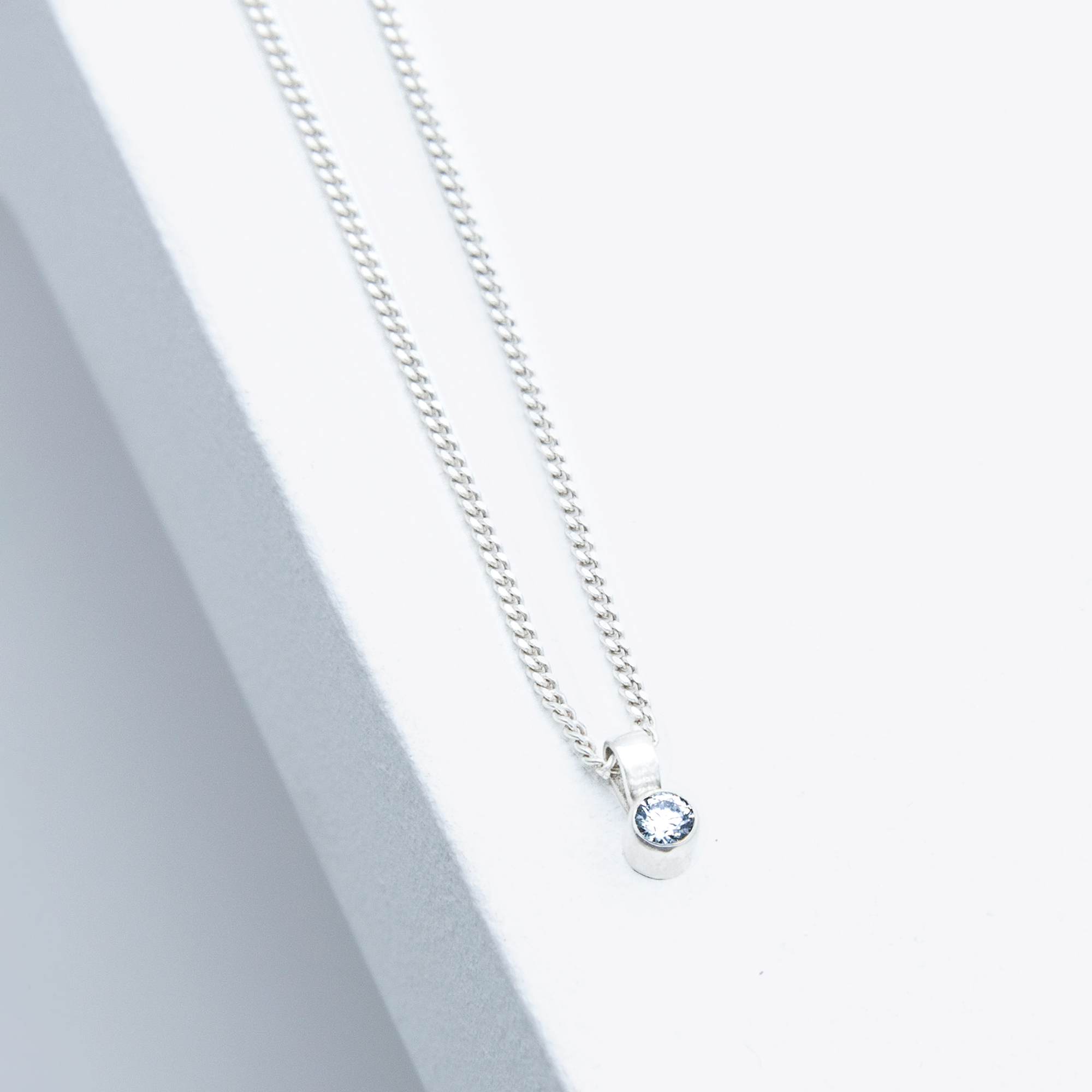 Kette Sparkle Labor-Diamant Silber mit rundem Edelstein ∅ 2,5 mm